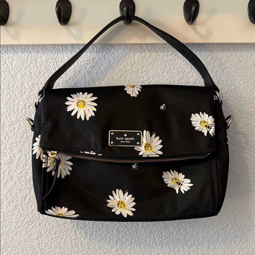 kate spade Black Daisy Print Crossbody Bag